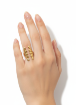 Fancy Gold Leaf Drop Ring - Image 2