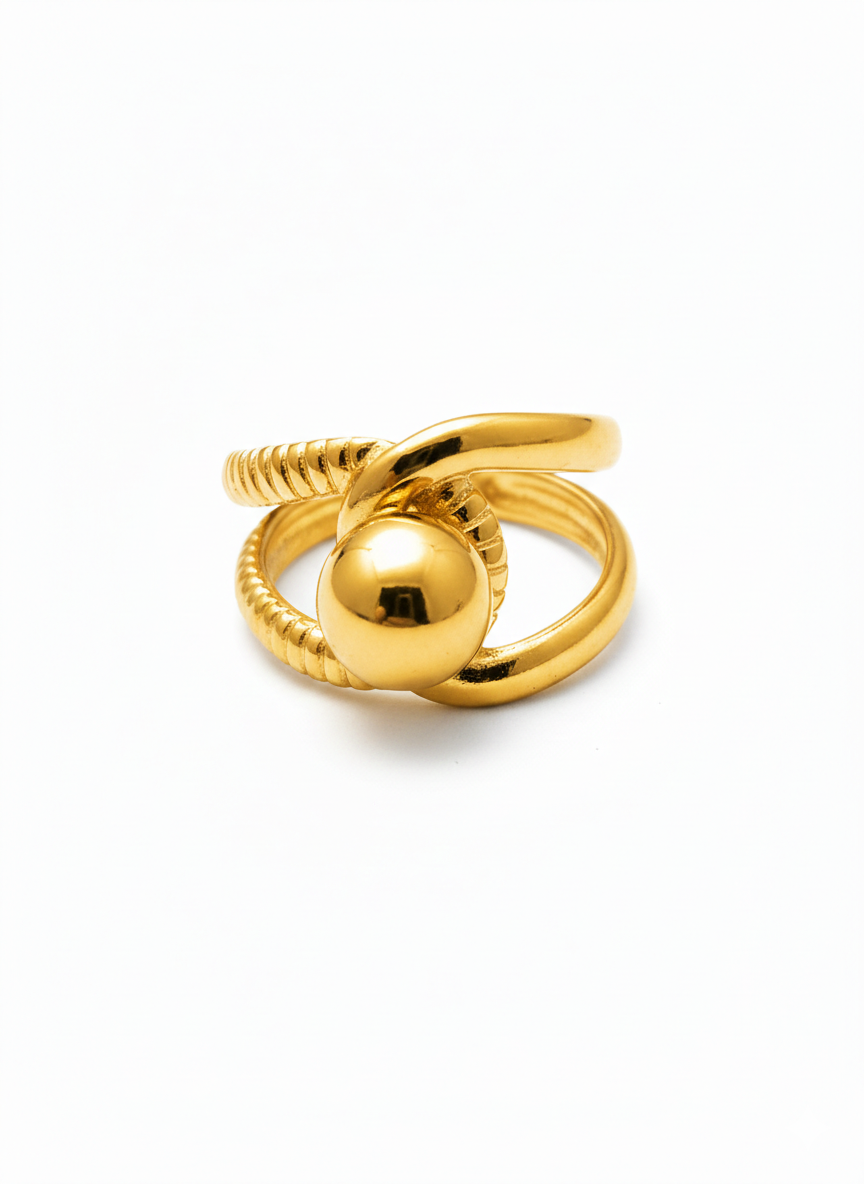 1770567489169 Elegant Sphere and Twist Ring - Image 1
