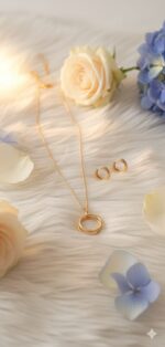 Circle Pendant Necklace & Classic Hoop Earring Set - Image 2