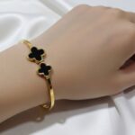 Double Black Clover stainless steel Bangle - Image 2