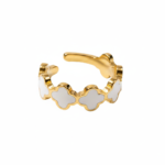 Gold-Plated Stainless Steel White Clover Adjustable Eternity Ring
