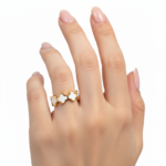 Gold-Plated Stainless Steel White Clover Adjustable Eternity Ring - Image 2