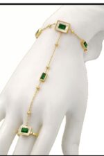 Gold-Plated Stainless Steel Emerald Green Hand Harness - Image 2
