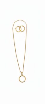 Circle Pendant Necklace & Classic Hoop Earring Set - Image 3