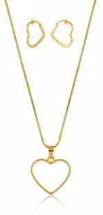 Modern Open-Heart Necklace and Hoop Set - Image 2