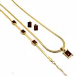 Emerald-Cut Ruby Red Jewelry Set Stainless Steel - Image 3