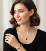 Emerald-Cut Ruby Red Jewelry Set Stainless Steel - Image 2