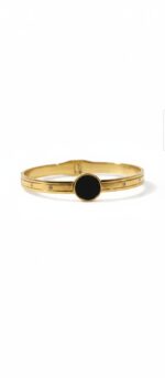 Gold-Plated Black Crystal Accents Bangle