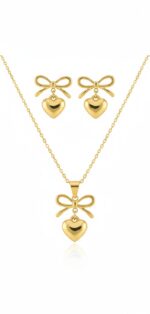Bow & Puffy Heart Jewelry set - Image 3