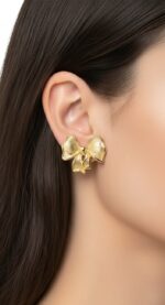 Vintage Ribbon Bow Stud Earrings - Image 3