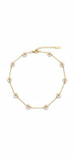 Pearl Daisy Chain Necklace in 18K Gold - Image 3