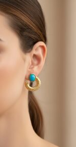 Vintage Ribbed "C" Hoop Earrings - Image 2