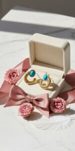 Vintage Ribbed "C" Hoop Earrings