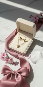 Puffed Heart Pendant Necklace & Stud Earring Set