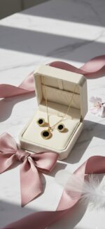 Roman Numeral Medallion Necklace & Stud Earring Set