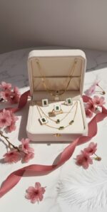 Rectangular Emerald Zircon & Shell Inlay Set