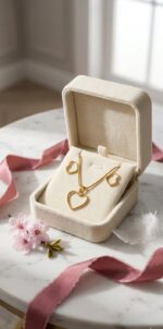 Modern Open-Heart Necklace and Hoop Set