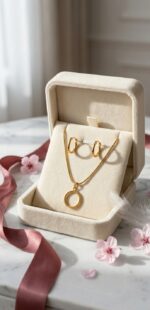 Circle Pendant Necklace & Classic Hoop Earring Set