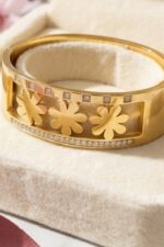 Floral Cut-Out Bangle with Crystal Accents