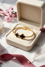 Double Black Clover stainless steel Bangle