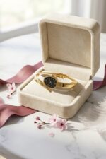 Elegant Stainless Steel "Watch-Face" Bangle – Gold & Black