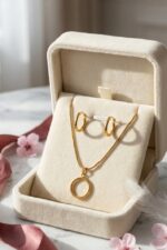 Circle Pendant Necklace & Classic Hoop Earring Set