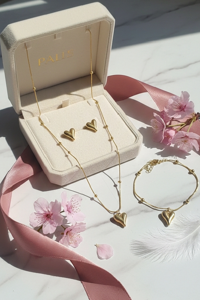 1772201878045 Heart Jewelry Set - Necklace, Bracelet & Studs - Image 1