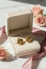 Gold Geometric Woven Square Studs