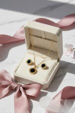 Roman Numeral Medallion Necklace & Stud Earring Set