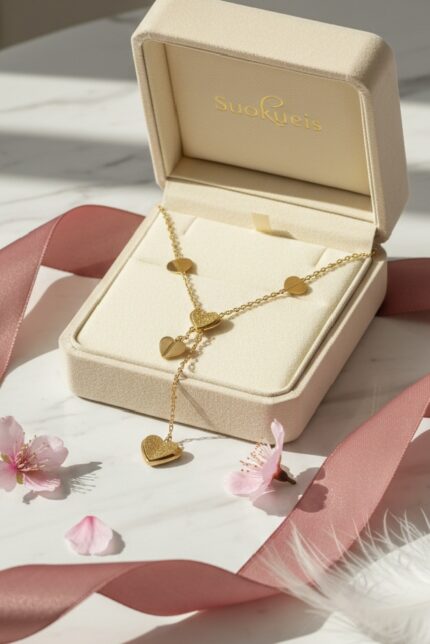 Multi-Heart Drop Pendant with Textured Finish