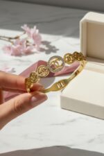 Gold-Plated Stainless Steel Monogram Bangle - Image 2