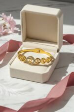 Gold-Plated Stainless Steel Monogram Bangle