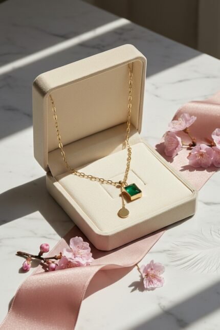 Steel Geometric Pendant Necklace with Dainty Disc Charm