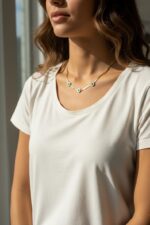 Snake Chain Necklace with Turquoise Station Charms - Image 2