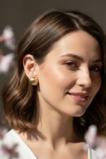 Aurelia Ribbed Teardrop Studs - Image 2