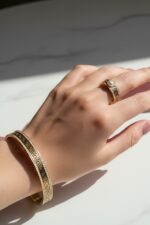 Elysian Greek Key Bangle & Pearl Ring Set - Image 2