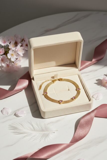 Stainless Steel with Pink Zirconia