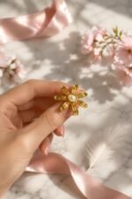 Gold Flower Pearl Ring - Image 2