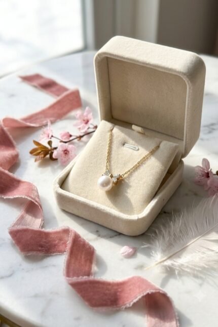 Elegant Bow & Pearl Pendant Necklace