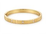 Gold Fluted Crystal Accent Bangle - Image 2