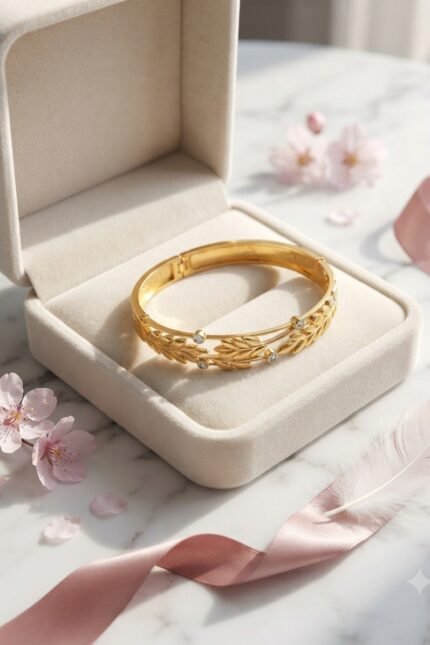 Golden Leaf Vine Stainless Steel Bangle
